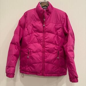 L.L. Bean Goose Down Puffer Jacket Womens Small Pink Full Zip Warm Winter Coat